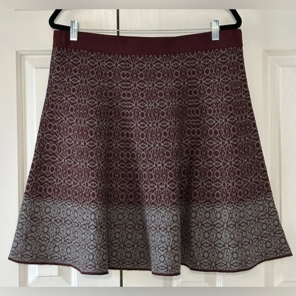 Sophie Max Knit Sweater Skirt Burgundy Gray XL